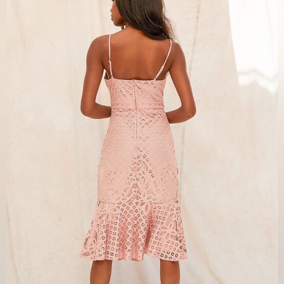 Lulu’s Unlimited Love Dusty Pink Lace Trumpet Midi Dress - Picture 5 of 10